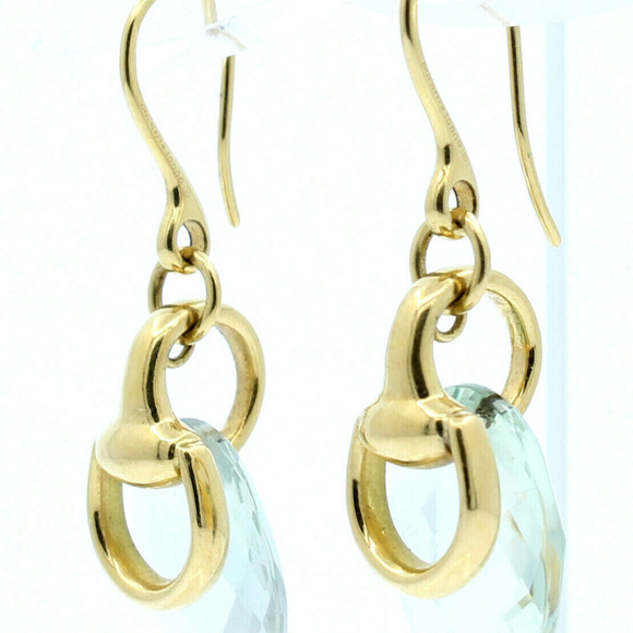 GUCCI 18K YELLOW GOLD PRASIOLITE HORSEBIT EARRINGS - Picture 2 of 5